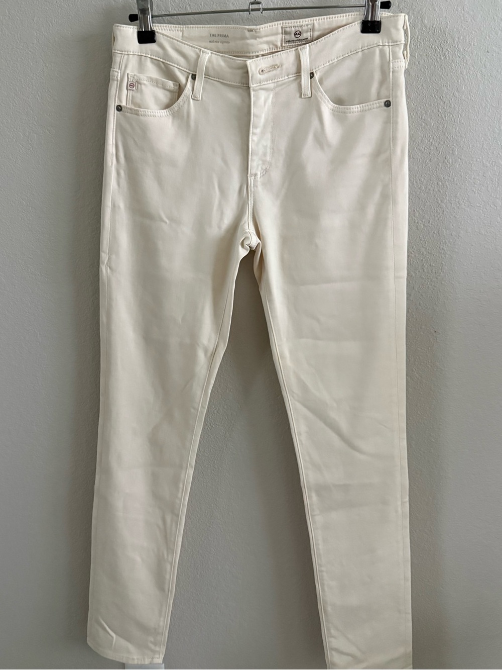 AG Adriano Goldschmied The Prima Mid-Rise Cigarette Jeans Ivory/White - Size 26